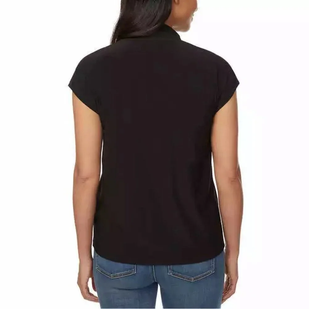 \\- Buffalo Ladies' V-Neck Short Sleeve Blouse  Colors: Black - Picture 9 of 9